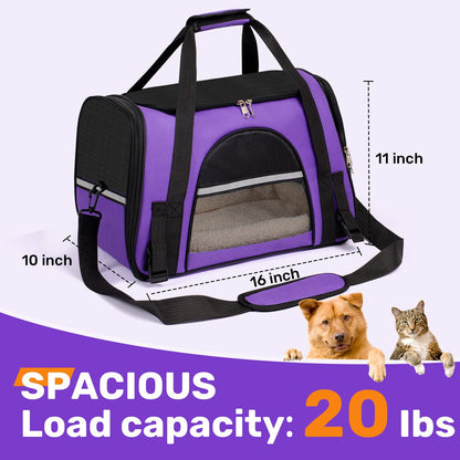Transportador para Cães Pequenos, Transportadores de Animais de Estimação Pequenos e Médios de até 6,8 kg, Transportador para Gatos com Laterais Macias, Bolsa Portátil Dobrável para Gatos e Cães, Aprovado por Companhias Aéreas