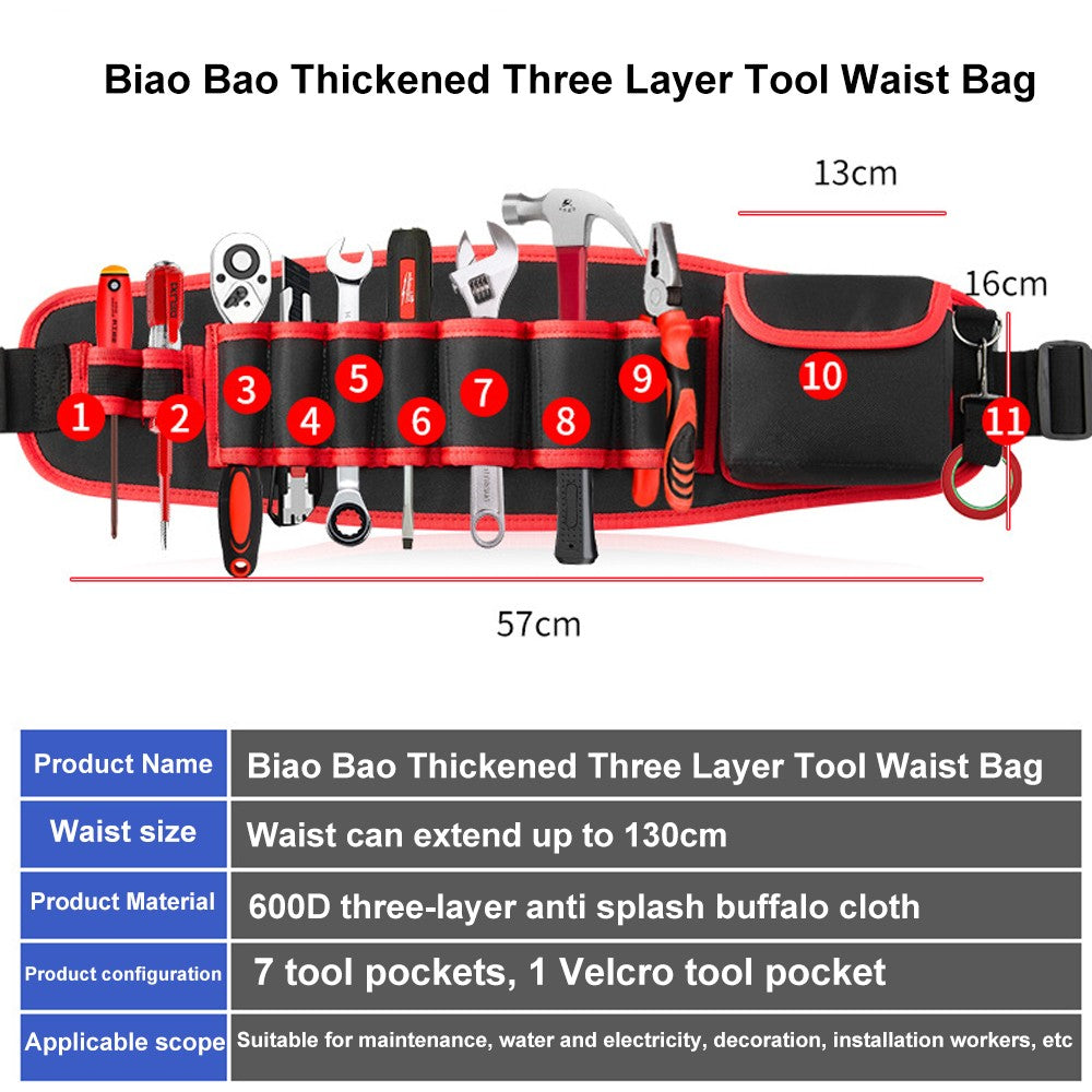 Hardware and electric Tool Bag Multifunction Oxford Cloth Thickened Maintenance Aerial Work Pocket Portable Tool Pocket Waistbag