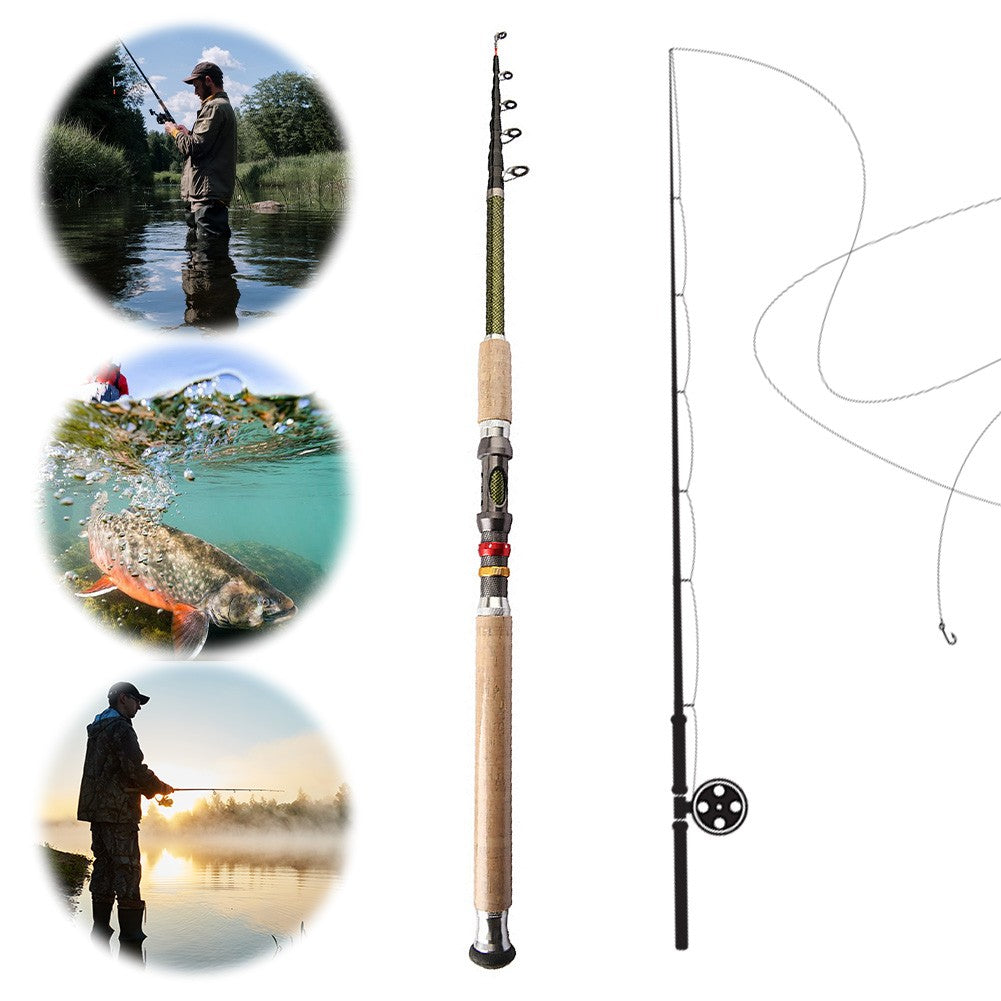 Vara de Pesca Telescópica de Fibra de Carbono 2.1M 2.4M 2.7M Vara Portátil de Viagem M Potência para Pesca de Robalo, Lúcio e Carpa