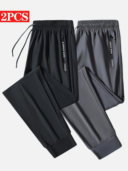 2-Pack Men's Sports Trousers High Stretch Men's Jogging Pants Quick-Drying Sweatpants Baggy Man Fishing Gym Sportswear Pants