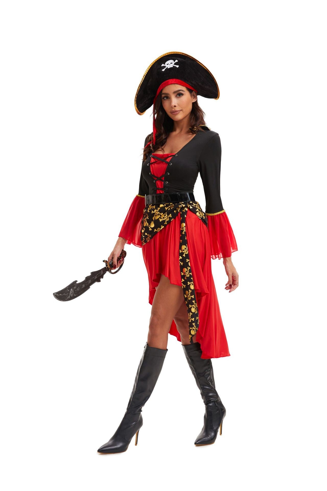 Adult Female Halloween Pirate Costume Captain Jack's Role-playing Costume Theatrical Stage Pirate Performance