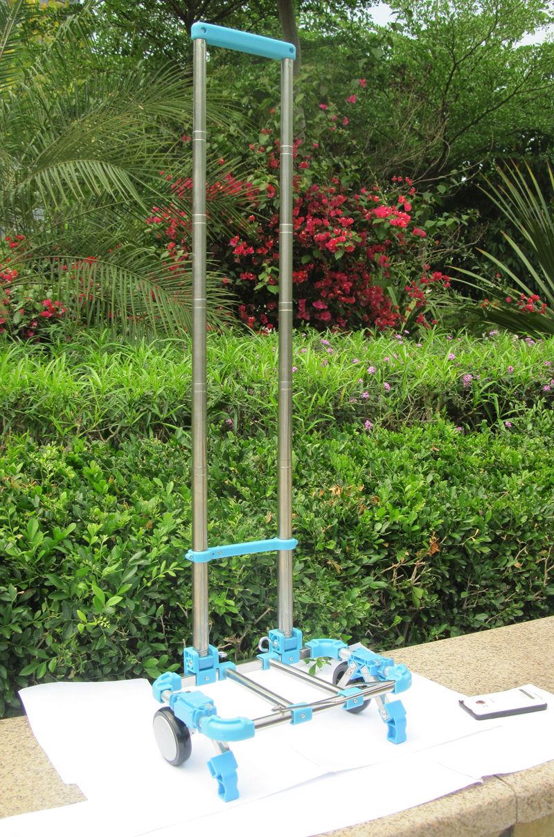 Carrinho de bagagem dobrável completo em aço inoxidável Capacidade de carga de 30kg Fácil de transportar Malas de rodinhas Carrinhos de compras para mochilas escolares