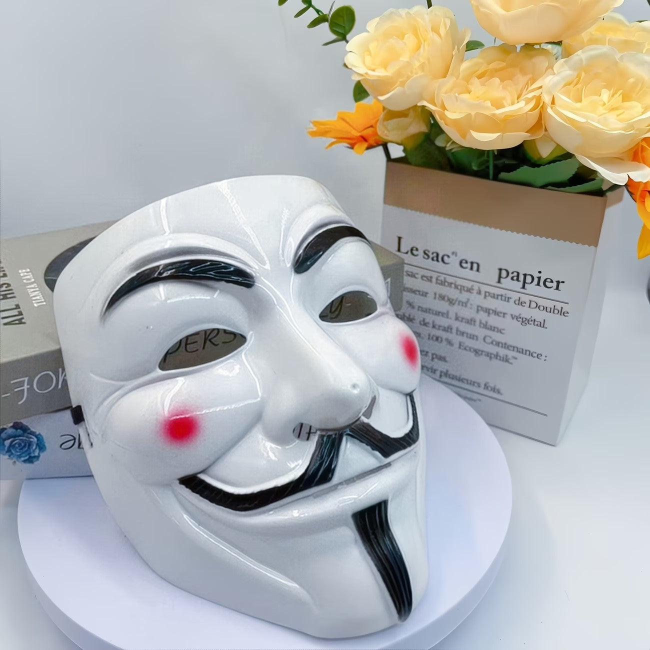 2PCS\SET Classic Anonymous Style Mask Full Face Cosplay Mask for Men Women Halloween Masquerade Party Costume Props