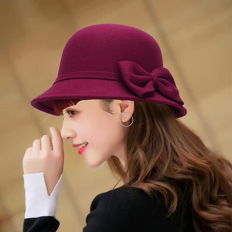 Chapéu Feminino Elegante Com Fita Outono Inverno Coreano Versátil Boné feminino Casamento na igreja Viagem Jazz britânico Senhora Fedora