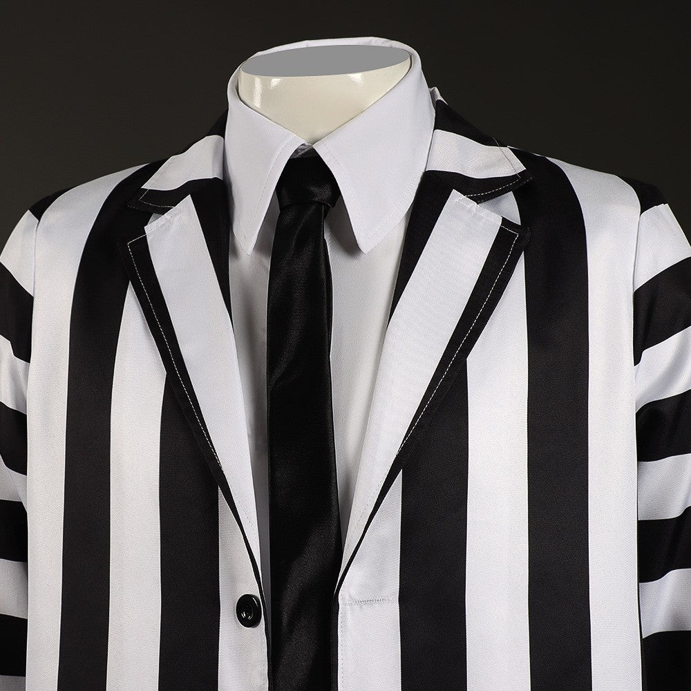 Underworld Master cosplay costume  Michael Keaton black and white striped suit cosplay Halloween costume