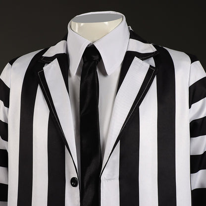 Underworld Master cosplay costume  Michael Keaton black and white striped suit cosplay Halloween costume