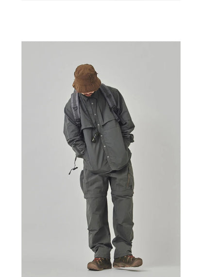 Dry Men Quick Outdoor Waterproof Lightweight Tack Techwear Cargo Shirts Man Streetwear Loose Casual Long Sleeve Oversize Shirt