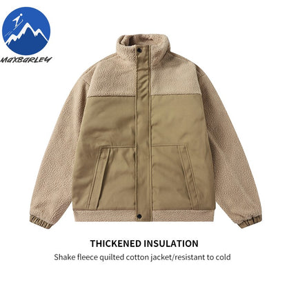 Maxbarley 2025 Winter Cotton Padded Jacket Men Brand Trendy Lambskin Cold-proof Windproof Jacket Casual Camping Ski Fleece Parka