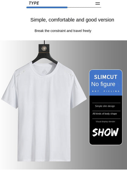 Running T-shirt Reflective Short Sleeve Ice Silk Quick Drying Summer Thin Breathable Fitness Tees Shirt Sportswear Sportsshirt