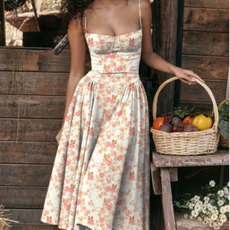 Summer Women Elegant Sleeveless Backless Pleated Dresses Lady Sexy Solid Sling M