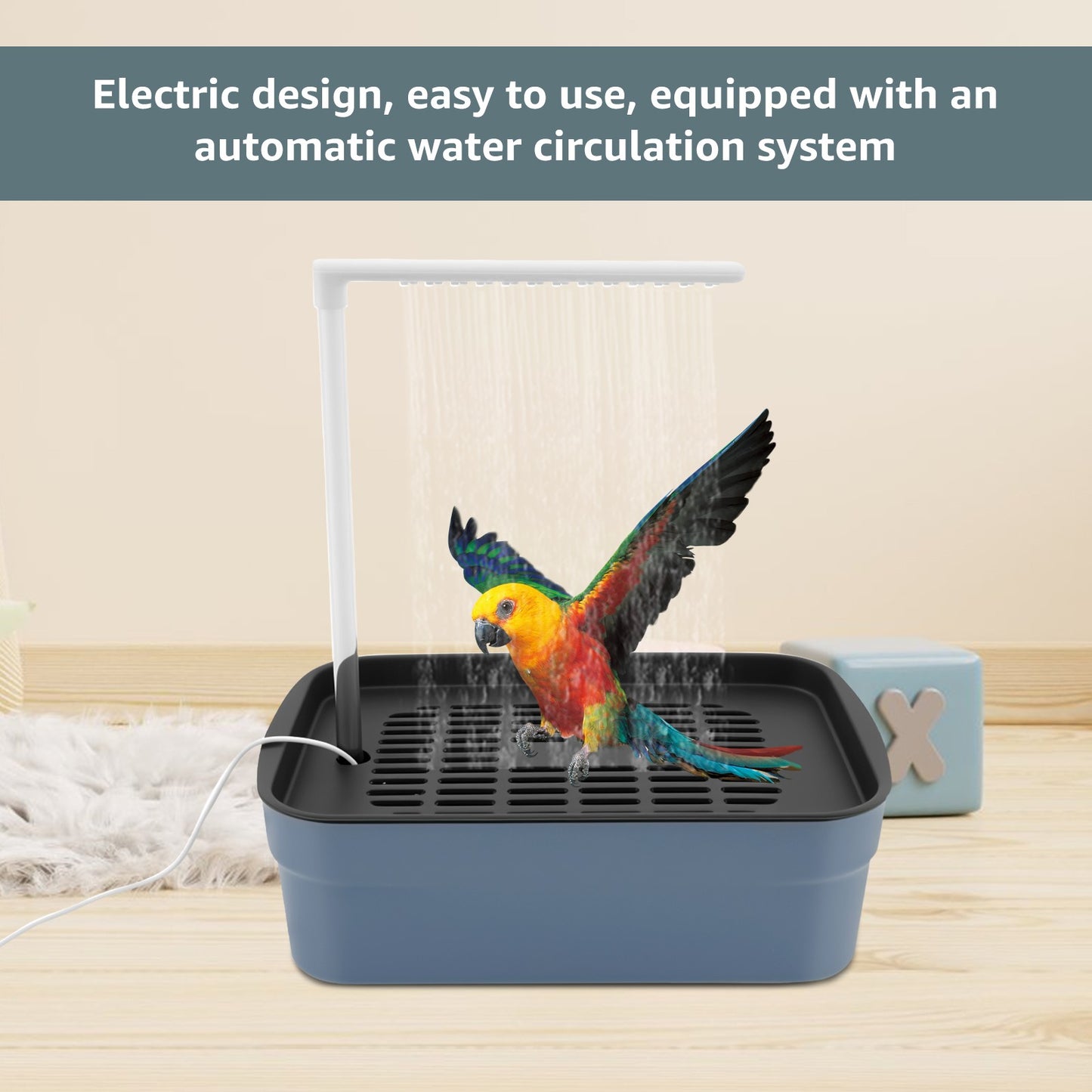 Banheira de Pássaros Automática U para Papagaios, Banheira de Água Circulante, Banheira Elétrica USB para Periquitos, Chuveiro, Suprimentos para Pássaros