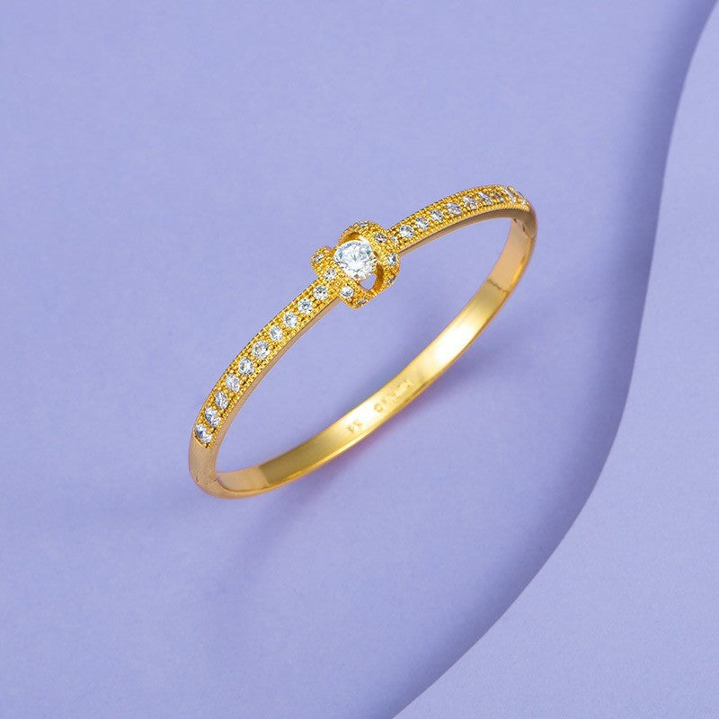Pulseira de ouro AU999 com fechos de diamante, pulseira feminina simples e leve AU750, joia de ouro 24K verdadeiro