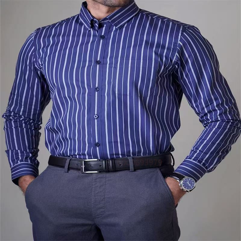 New Men's Striped Casual Shirt Fashion Durable Long Sleeve Business Formal Shirt Comfortable Soft Designer