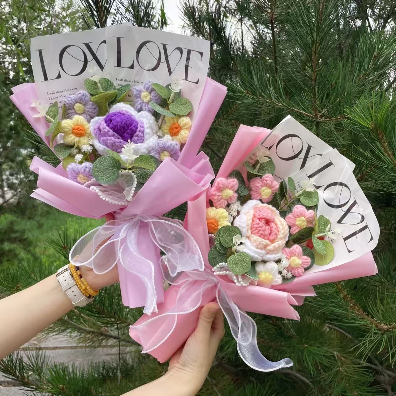 Bonecos de Vinil de Desenho Animado Figuras de Ação Com Flor Artificial Buquê Criativo Presentes de Aniversário de Natal Dia dos Namorados