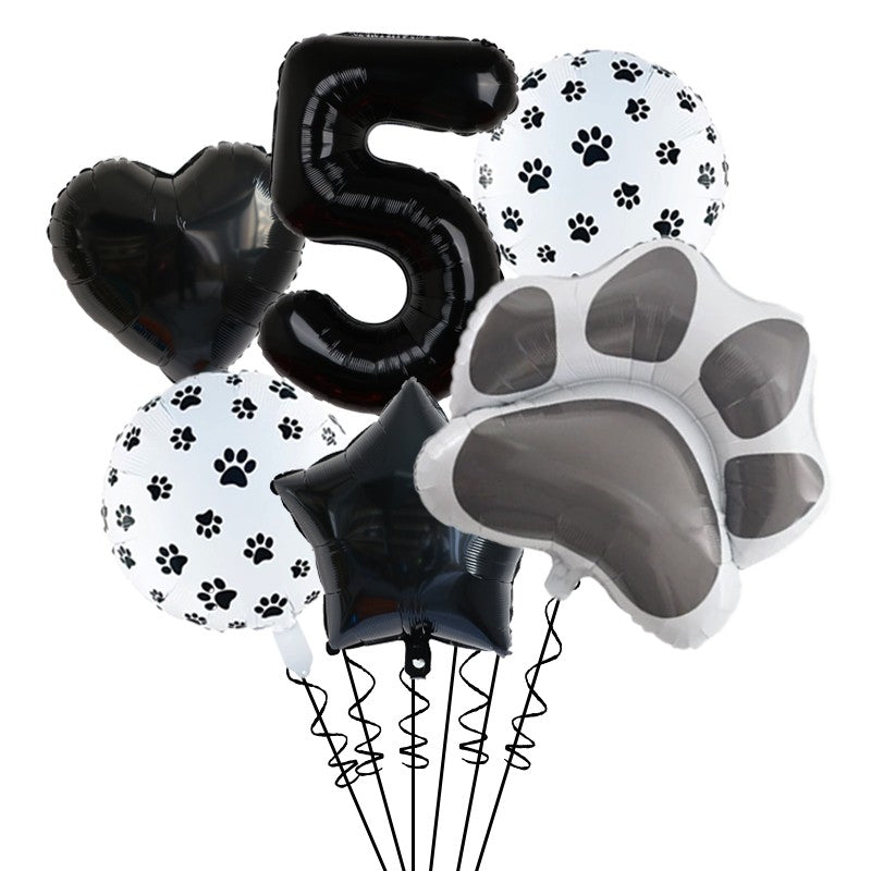 1set Animal Let's Pawty Dog Cat Paw Aluminum Balloon 32inch Pink Black Number Birthday Party Decorat Balloon Baby Shower Supplie