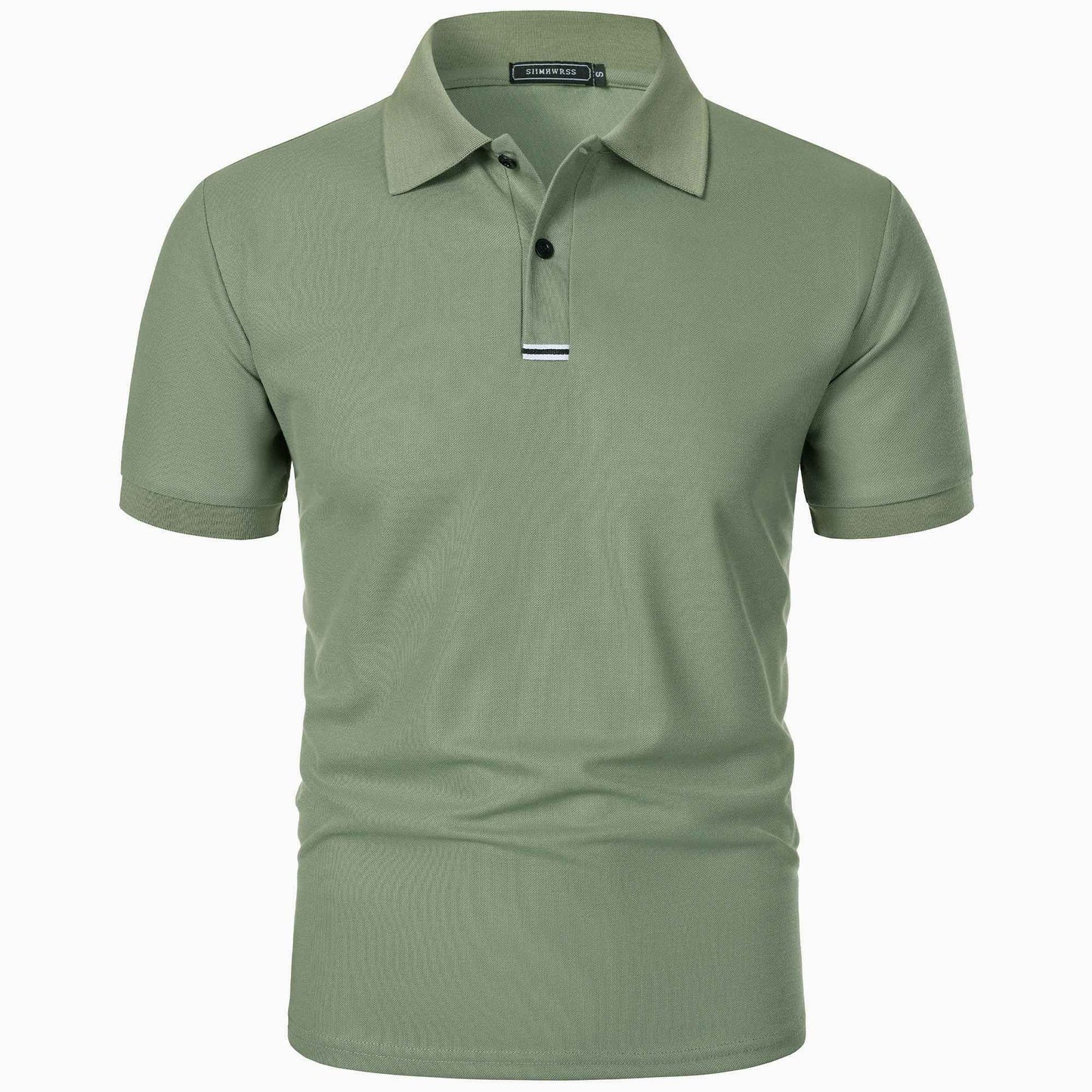 Men's solid color short-sleeved button-down lapel T-shirt casual top