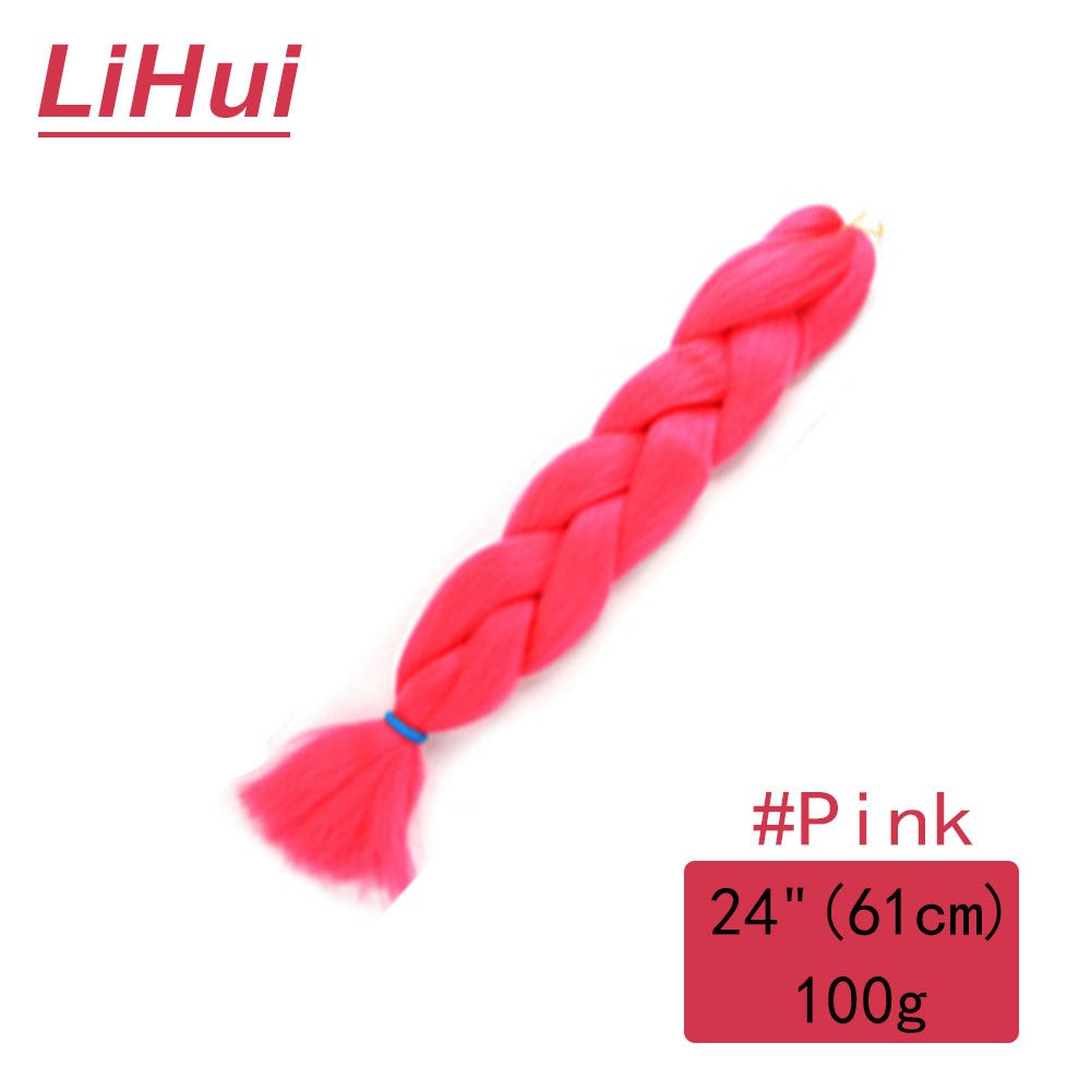 Cabelo Sintético Trança Jumbo 24 Polegadas Ombre Jumbo Extensão de Cabelo para Mulheres Tranças DIY Roxo Rosa Amarelo Cinza Lihu