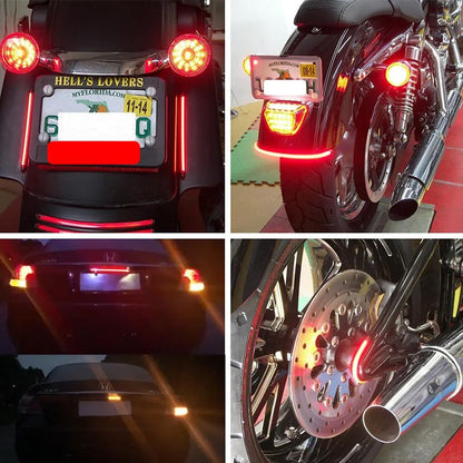 1x Luzes Decorativas de LED para Motocicleta Faixa de Luz 48SMD Luz de Freio Traseiro para Motocicleta Faixa de Seta Luz de Parada Geral da Moda