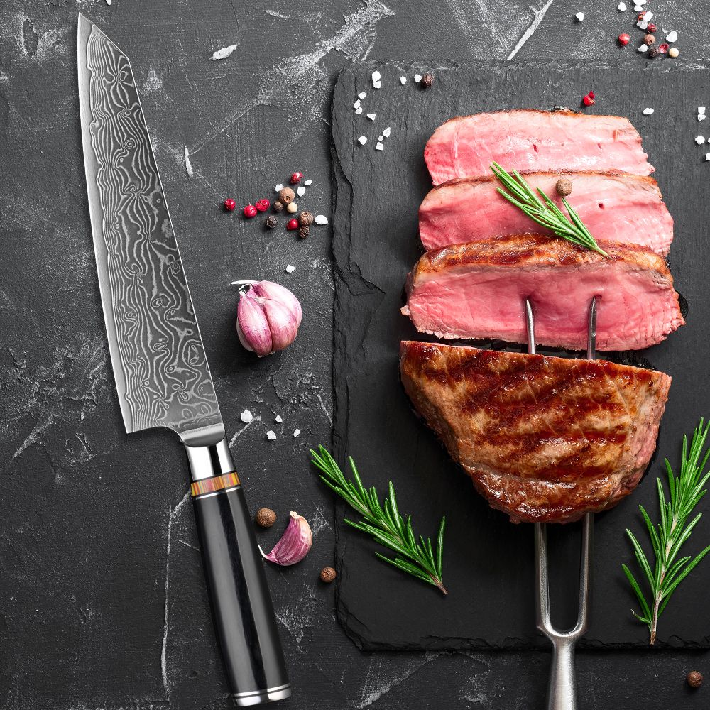 Conjunto de Facas de Cozinha de Aço Damasco Forjado para Arte 1-8 pçs Faca de Cozinha Profissional de Hotel para Fatiar e Cortar Utensílios de Cozinha Premium