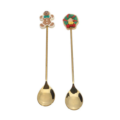 Christmas Gift  Deco Tableware Cutlery Set Elk Christmas Tree Decoration Dessert Spoon Fruit Fork Coffee Spoon Cutlery Gift