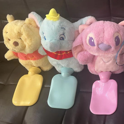 in stock Disney Stitch Angel Lotso Pooh Bear Dumbo Plush Hand Warm Bottle Hot Water Bottles Portable Warm Hand Bag Girl Gift