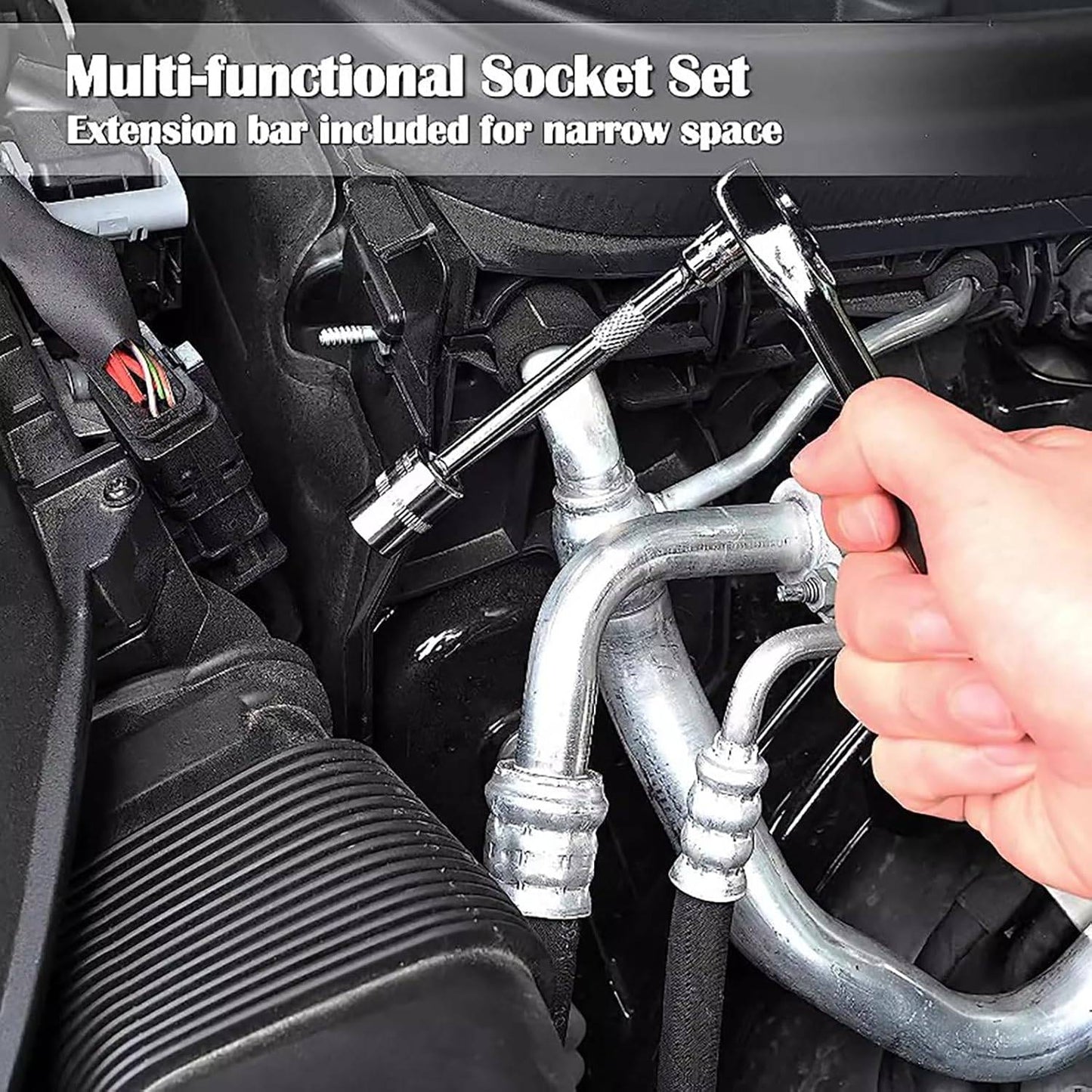 Conjunto de Soquetes de 46 Peças com Encaixe de 1/4", Chave Catraca Métrica com Soquetes CR-V de 4-14mm, Kits de Ferramentas Mecânicas para Reparo Automotivo Doméstico