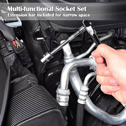 Conjunto de Soquetes de 46 Peças com Encaixe de 1/4", Chave Catraca Métrica com Soquetes CR-V de 4-14mm, Kits de Ferramentas Mecânicas para Reparo Automotivo Doméstico