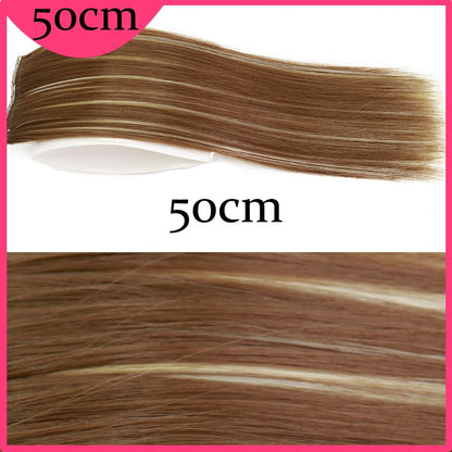 MERISI HAIR Apliques de Cabelo Sintético Liso Invisível com 2 Presilhas, Aumento de Volume, Extensões de Cabelo, Cobertura Lateral Superior