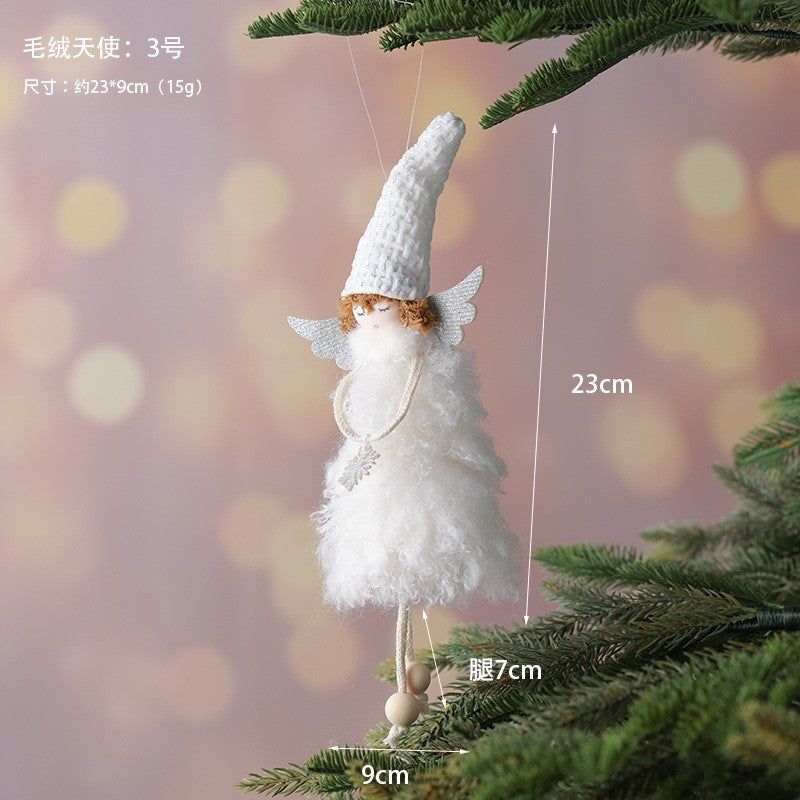 2Pcs New Christmas Cute Plush Angel Doll Pendant Lovely Boys Girls Xmas Tree Hanging Decoration Merry Christmas Party Ornaments