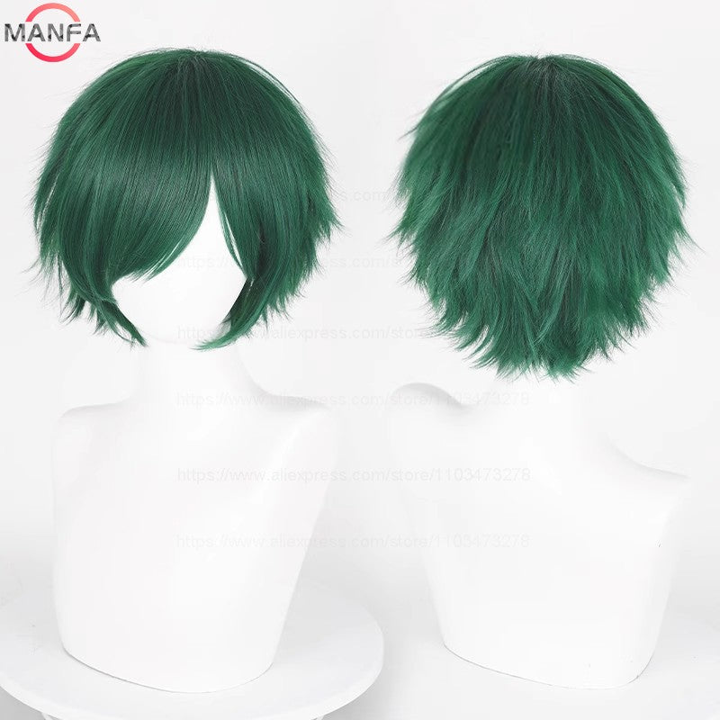 Anime 30cm Curta Reta Peruca Cosplay Preto Branco Verde Marrom Roxo Azul Cinza Vermelho Dourado Homens Mulheres Cabelo Sintético Resistente ao Calor