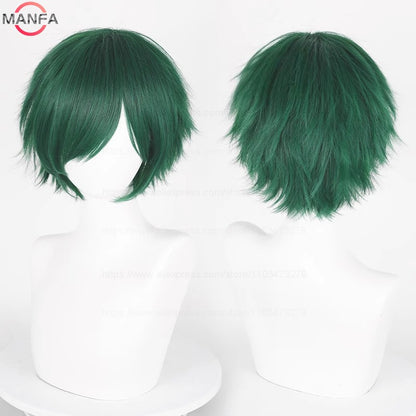 Anime 30cm Curta Reta Peruca Cosplay Preto Branco Verde Marrom Roxo Azul Cinza Vermelho Dourado Homens Mulheres Cabelo Sintético Resistente ao Calor