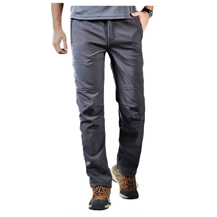 TRVLWEGO Winter Men Camping Hiking Pants Tactic Travel Soft Shell Warm Waterproof Fleece Windproof Outdoor Trekking Trousers