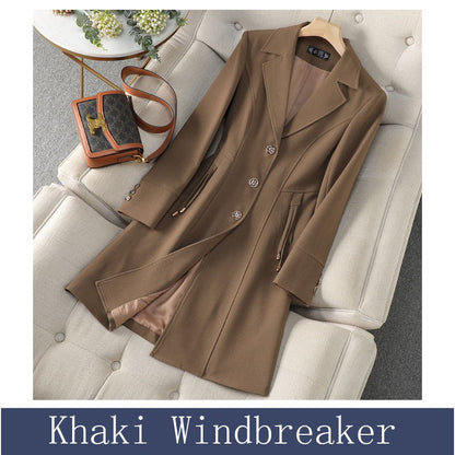 High End Female Coat Long Slim Trench Coat For Women’S England Single Breasted Khaki Women Windbreaker Larger Size Outwear