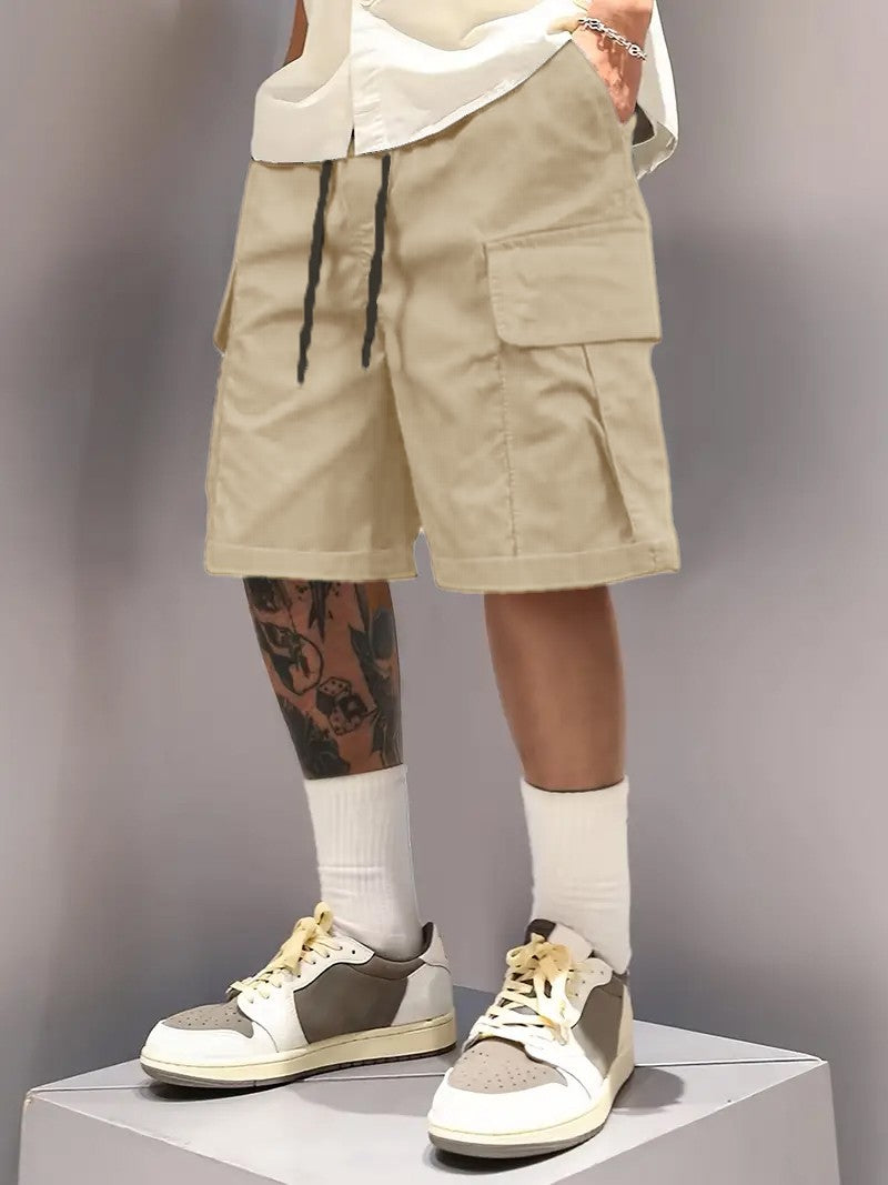 Summer Men's Cargo Shorts, Casual, Versatile and Fashionable, Three Colors Available, Multi-Pocket Design, Suitable for Casual Outings