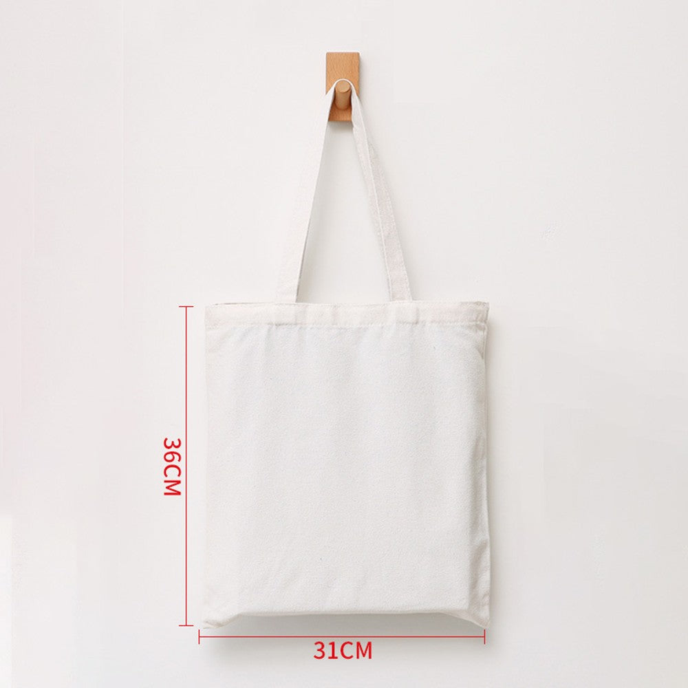 Large Capacity Canvas Shopping Bags Folding Eco-Friendly Cotton Tote Bags Reusable DIY Shoulder Bag Grocery Handbag Beige White