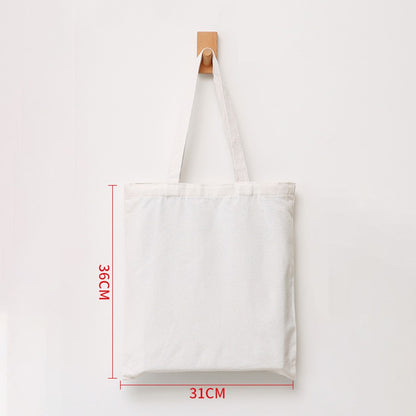 Large Capacity Canvas Shopping Bags Folding Eco-Friendly Cotton Tote Bags Reusable DIY Shoulder Bag Grocery Handbag Beige White