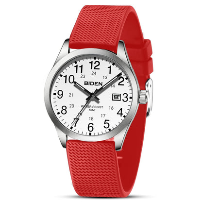 BIDEN Men's Watch Simulated Quartz Sports Men's and Women's Watch 30 Waterproof Second Hand Luminous Easy to Read Dial
