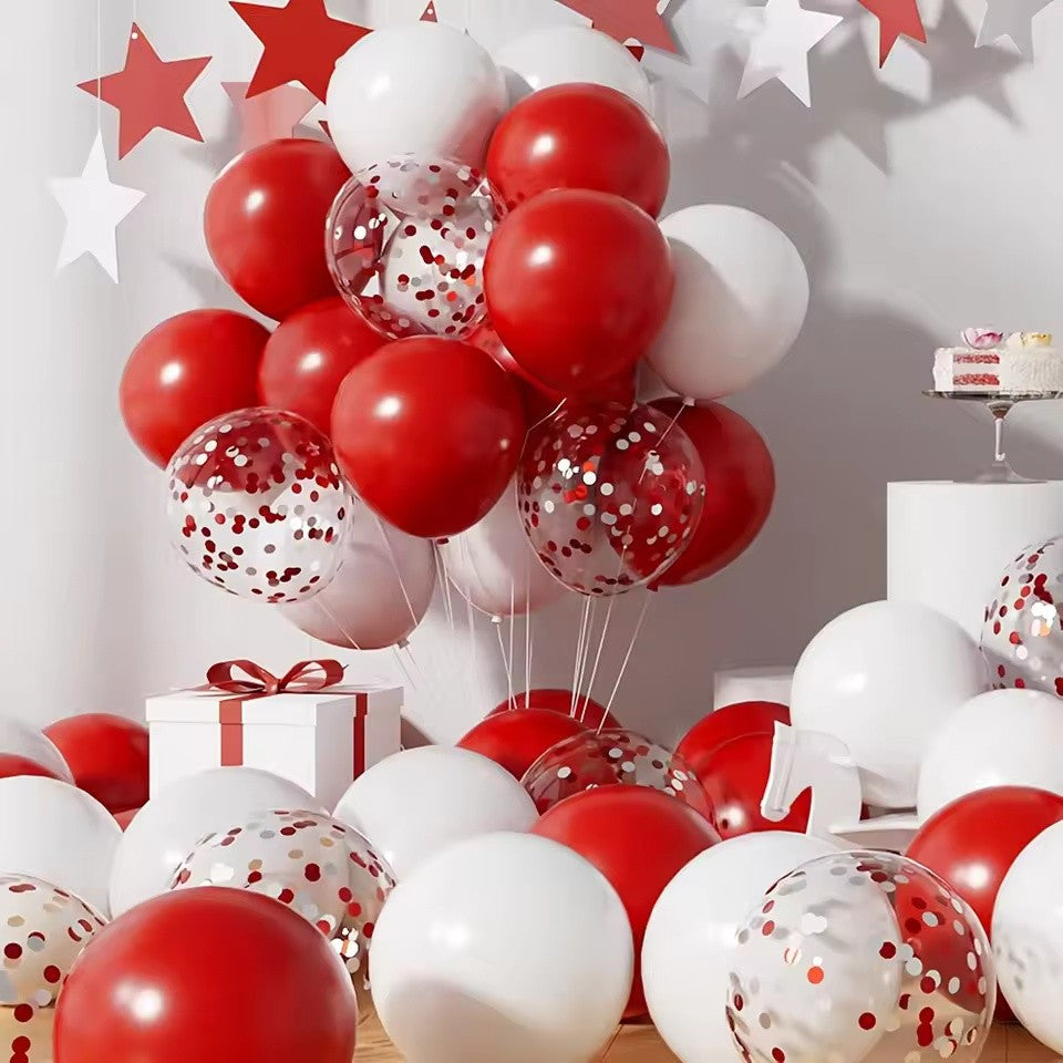 41pcs Pearl White Red Latex Balloon Set 12 Inch Red Confetti Balloons Birthday Wedding Bride Wedding Christmas Decorations