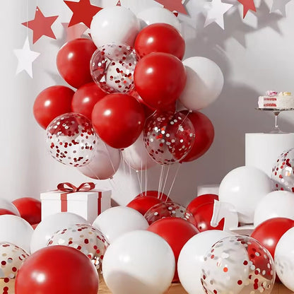 41pcs Pearl White Red Latex Balloon Set 12 Inch Red Confetti Balloons Birthday Wedding Bride Wedding Christmas Decorations