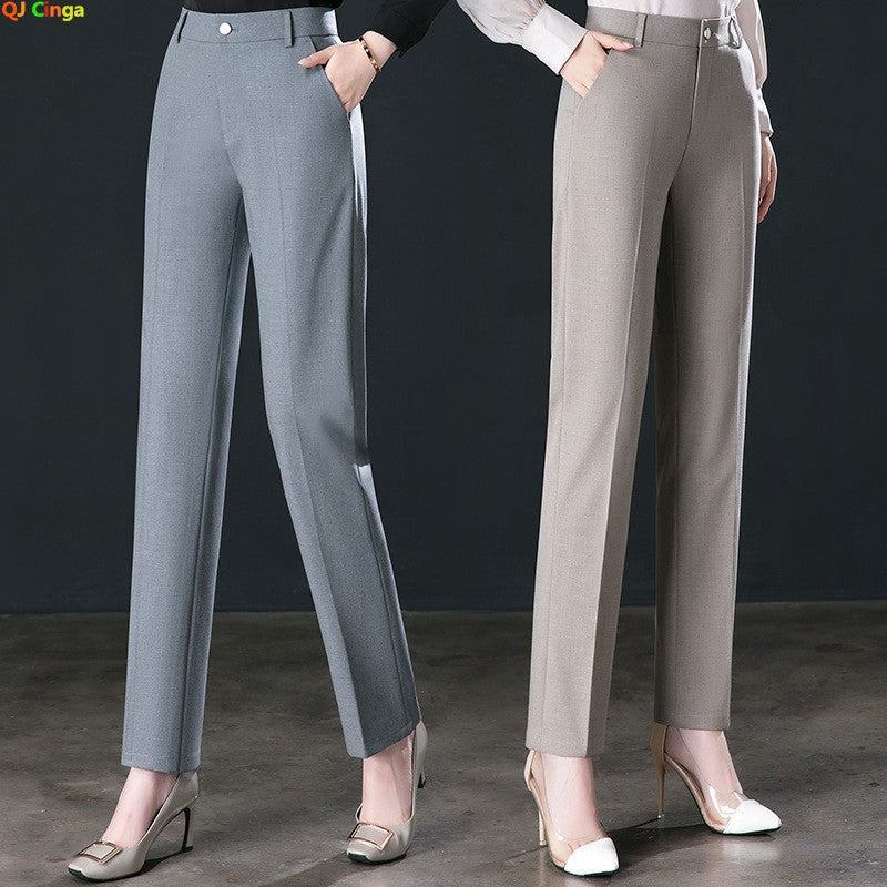 New Autumn Women's Suit Pants, Black Gray Khaki Pantalones Spring Female Slim Trousers, Asian Size 26 27 28 29 30 31 32 33