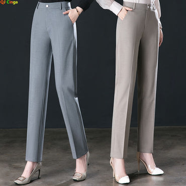 New Autumn Women's Suit Pants, Black Gray Khaki Pantalones Spring Female Slim Trousers, Asian Size 26 27 28 29 30 31 32 33