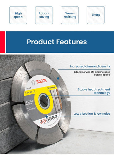 Bosch Universal Diamond Cutting Discs Circular Marble Saw Blades for Cutting Stone Reinforced Concrete 105/110/125/180mm Wheels