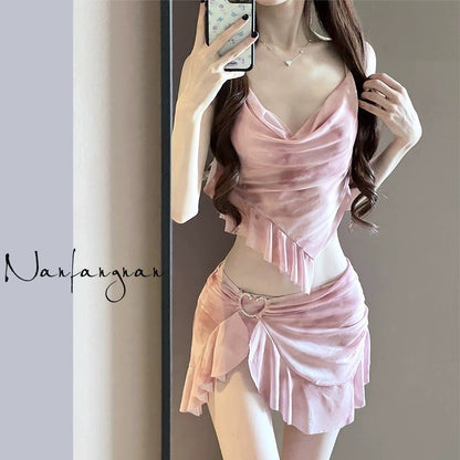 Summer Elegant 3-Piece Bikini Set Women Advanced Feeling Swimsuit Cover-Up Skirt Thailand Beach Vacation Sexy Bathing Suit