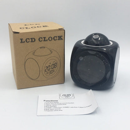 1PCProjection Alarm Clock Ceiling Display Snooze Desk Table Clock Voice Multifunction Digital Projection Clock Temperature Displ