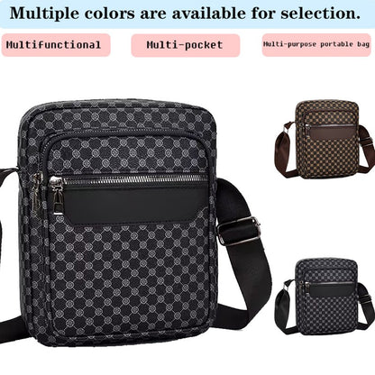 Neutral color business single shoulder bag for men and women, with spliced color shoulder straps and adjustable design.