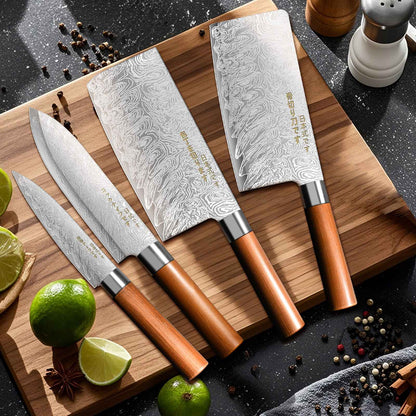 4-Piece Ultra-Sharp Japanese Chef Knife Set-Professional Kitchen Knives for Meat,Bones, and Fruit.Perfect for Commercial kitchen