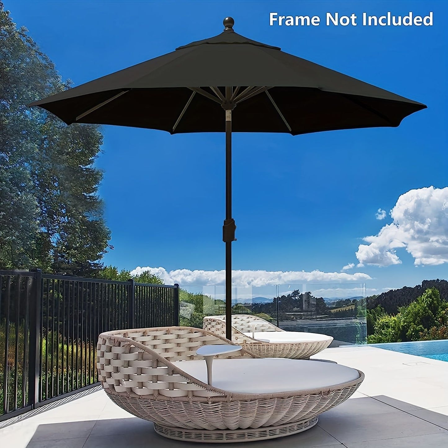 Green Replacement Umbrella Canopy 27m 8 Ribs Waterproof Garden Backyard Pool Cantilever Sunshade 9FT 10FT 6 Ribs 8 Ribs Cover