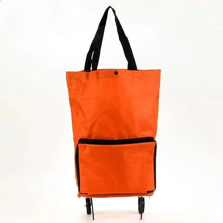 Shopping Bag with Wheels Foldable Hand Pull Extendable Vegetable Buying Car Casual Polyester Fiber Home Use Logo Addable