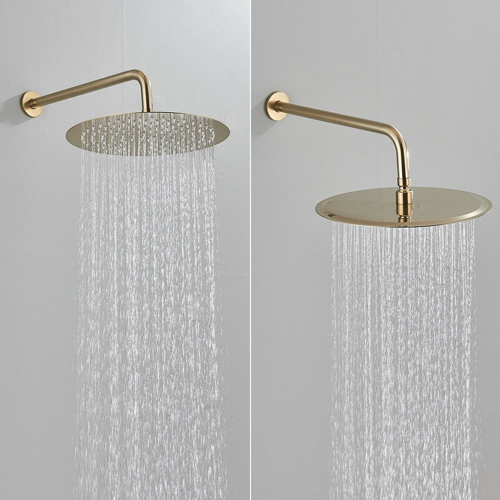 Brushed Gold Shower Faucet Embedded In 2 Ways Shower Mixers Wall Mounted Rainfall Bathroom Shower Tap Stainless Steel Head