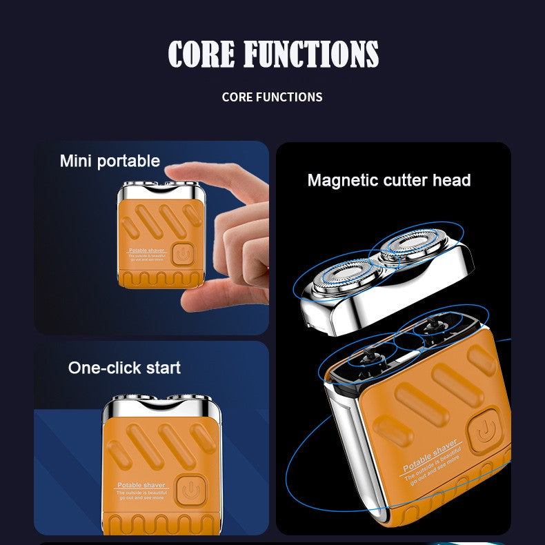 Mini Shaver On-The-Go, Portable Electric Shaver for Men, Dry Shave, USB-C?IPX7 Waterproof Easy Cleaning, Battery Indicator